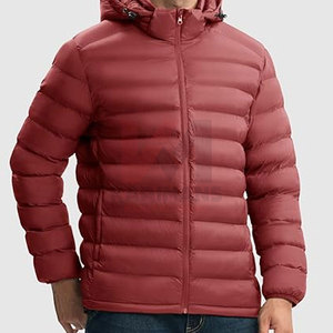 Chaqueta hinchada ligera empacable para hombre con capucha desmontable Abrigo de invierno aislado resistente al agua con puños elásticos - Product Image 6