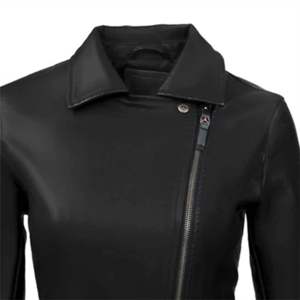 Premium Women's Slim Fit Black PU Leather Biker <b>Jacket</b> Asymmetrical Zip Moto Punk Streetwear Outerwear Fashion Coat Plus Size - Product Image 4