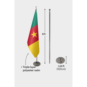 Bandera Oficial de Camerún para Interiores, 3x5 pies, Poliéster, con Impresión Digital, Asta de Bandera de Aluminio y Fibra de Vidrio - Product Image 6