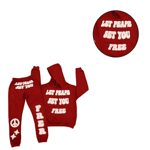 Custom Heavyweight 100% pantalones de chándal Conjunto de sudadera de invierno de alta calidad para Puff estampado Sudadera con capucha chándal de talla grande estampado de seda - Product Image 5