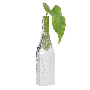 Vase à fleurs en forme de bouteille en aluminium moulé à la main indien avec finition martelée Vase décoratif de sol sur mesure - Product Image 1