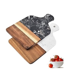 Tabla de queso de mármol de madera de acacia de alta tendencia, tabla de cortar con forma rectangular, tabla de cortar duradera y ecológica. - Product Image 1