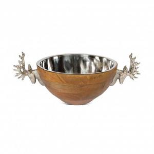 Decorative Wooden <b>Salad</b> <b>Bowl</b> Premium Quality Handmade Deer Face Metal Handle Customized Size Round Shape <b>Wood</b> Soup <b>Bowl</b> - Product Image 5