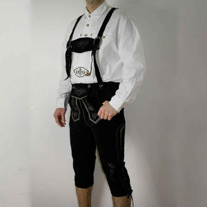 High Quality Bavarian Leather Lederhosen <b>Shorts</b> & Trousers for <b>Men</b> Women Mid Waist <b>Festival</b> Wear Golden Brand - Product Image 2