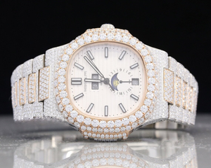 Tùy chỉnh hip hop kinh doanh thời trang moissanite rực rỡ cắt kim cương Đồng hồ vvs rõ ràng Crafted thép không gỉ unisex Sapphire - Product Image 1