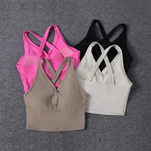 Top deportivo de alto soporte de alta calidad, ropa de entrenamiento para mujer, Sujetador deportivo con cuello en V y espalda cruzada para Yoga - Product Image 6