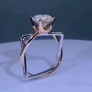 Anillo único de oro rosa de 14K, conjunto de diamantes de moissanita originales, regalo único de aniversario y declaración de compromiso para hombres y mujeres - Product Image 2