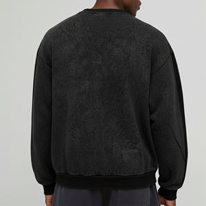 Sudadera de Alta Calidad 100% Algodón French Terry con Cuello Redondo, Lavado Ácido, Talla Grande, Transpirable, Estilo Hip Hop, Sudadera con Capucha - Product Image 5