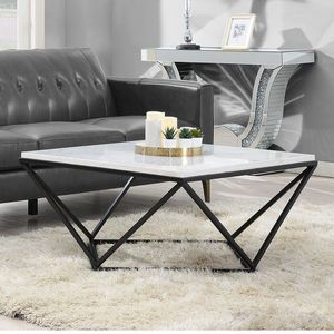 Mesa de centro de metal resistente y duradera con base fuerte y mesa espaciosa para guardar libros y bebidas - Product Image 1