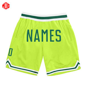 Short de basket-ball rétro vert Kelly de haute qualité pour homme Numéro de nom personnalisable Taille moyenne pour le service OEM du collège - Product Image 1