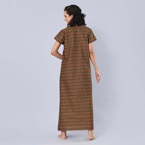 Chemise de nuit longue Evolve pour femme 100 % coton imprimée, super confortable, douce, avec taille élastique, manches mi-longues, ODM - Product Image 3