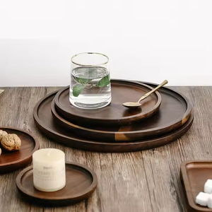 Ustensiles de cuisine de Restaurant de Style japonais de haute qualité plat en bois famille Simple assiette en bois ronde solide par artisanat en croissant - Product Image 2