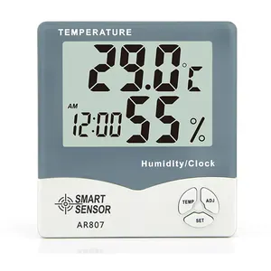 智能传感器AR807数字湿度计温度计湿度计测试仪气象站，带日历和时钟闹钟