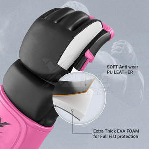 Guantes de Cuero para MMA de Ajuste Seguro, para Entrenamiento de Artes Marciales y Boxeo, con Soporte para Muñeca, Cómodos, Transpirables y que Absorben la Humedad - Product Image 4