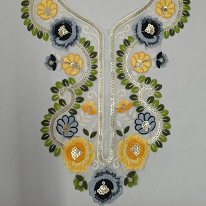 ผ้าคอปกแบบตาข่ายที่งดงามมีงานปักและเลื่อมสำหรับชุดอินเดียชุดเสื้อส่าหรีและใช้ Kurtis - Product Image 5