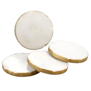 <b>White</b> Marble Hexagon Coasters Set Modern Stone Drink Pads Elegant Home Decor Wholesale <b>Table</b> Mat - Product Image 2