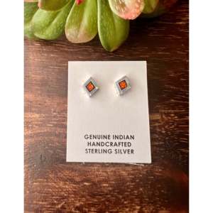 Zuni Handcrafted Multi Stone & <b>Sterling</b> <b>Silver</b> <b>Stud</b> <b>Earrings</b> - Product Image 1