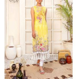 Venta al por mayor 2023 Verano de alta calidad de las mujeres Salwar Kameez Color personalizado tamaño y estilo mejor calidad vestido de césped - Product Image 2