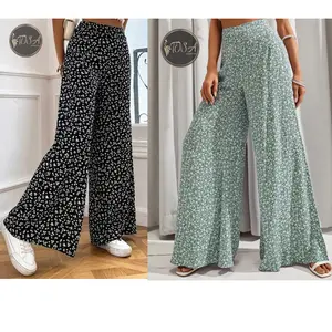 Pantalons à jambes larges pantalons évasés vêtements pour femmes balles nouvelles femmes femmes en gros pas cher prix usine nouveaux pantalons de mode pour femmes