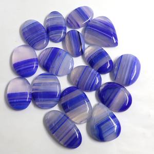 Wholesale Natural <b>Blue</b> Banded Agate Cabochon Various <b>Crystal</b> Forms Loose Gemstones Oval Cut of Mixed Shape and Size Agate Lot - Product Image 4