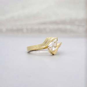 IGI Certified Pear Solitaire Engagement <b>Ring</b> with Wave <b>Diamond</b> Lab Grown <b>Diamond</b> <b>Rings</b> - Product Image 3