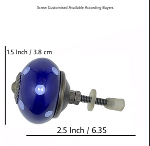 Venta caliente perillas de cerámica azul punteado de lunares blancos tiradores de manija de gabinete de cajón Industrial para armario de cocina dormitorio-CK 558 - Product Image 3