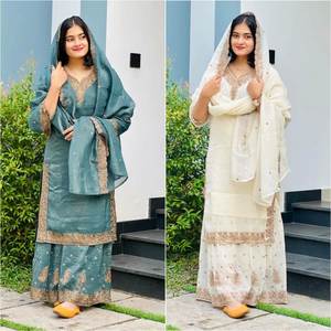 SIE <b>Present</b> Latest Top Design Eid& Ramzan Month Special Heavy Crunchy Silk With Heavy Embroidery Salwar Kameez Dupatta Dress - Product Image 6