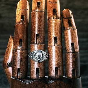 Jeulia Rose Gold Plated Micro Reaper <b>Skull</b> Sterling Silver Inlay <b>Ring</b> - Product Image 5