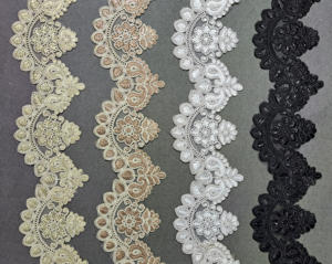 Encaje de poliéster/algodón suave con bordado metálico de lentejuelas y pedrería, tacto suave, para decoración de lehenga nupcial, marca TSL N-9 - Product Image 2