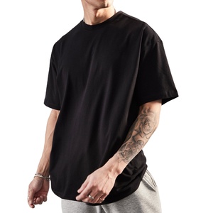Venta al por mayor de peso pesado de los hombres lisos camiseta de los hombres camisetas de manga corta con hombros caídos logotipo personalizado camiseta de la fábrica - Product Image 1