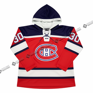 Sudaderas de Hockey sobre Hielo de Poliéster de Alta Calidad 100% OEM por Sublimación, Sudaderas de Hockey sobre Hielo de Poliéster Baratas al por Mayor para Hombre con Detalle de Encaje - Product Image 1