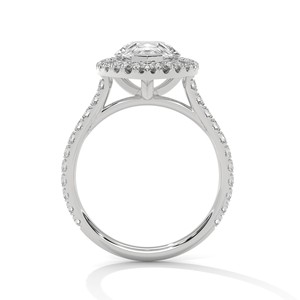 3.0ct Pear Cut Moissanite Halo <b>Solitaire</b> <b>Ring</b> with Pave Set Band 925 Sterling <b>Silver</b> - Product Image 4