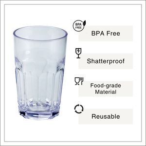 [Holar] Verres à boire en plastique empilables classiques de haute qualité, résistants aux chocs, fabriqués à Taïwan, 11 oz, pour le lait et les jus - Product Image 2