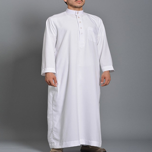 Ropa árabe Jubba con capucha para hombres con mangas largas Ropa de nueva llegada Thobe Hombres musulmanes Diseño en forma de V Thobe / Thawb - Product Image 6