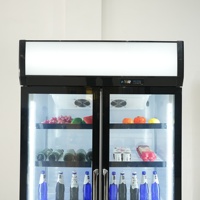 Réfrigérateur-congélateur vertical commercial portable avec compresseur pour la présentation de boissons en supermarché et hôtel