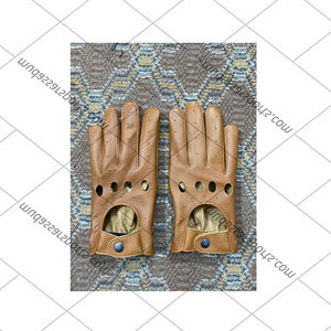 Mudassar Slim Fit Full-Finger Leather Driving Gloves Touchscreen Compatible Breathable Windproof Non-Slip Adjustable Wrist <b>Strap</b> - Product Image 2