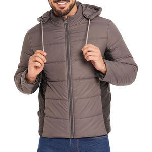 Chaqueta de Hombre Acolchada con Capucha y Cremallera, Estilo Moderno, con Mangas Desgarradas, Chaqueta Abrigada para Invierno - Product Image 1