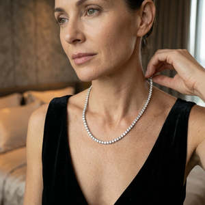 Collier tennis cubain superposé tendance en argent, serti à quatre griffes, coupe brillante classique, en acier inoxydable, bijoux raffinés pour - Product Image 3