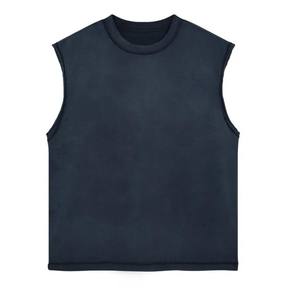 100% coton été débardeur conception ample bord brut gilet tricoté décontracté sans manches T-Shirts respirant - Product Image 5