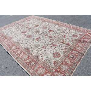 Alfombra vintage extragrande, alfombra turca de 8.3x11.8 pies, alfombra de lana roja con lunares - Product Image 2