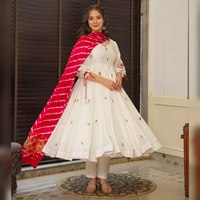 Salwar Kameez, vêtements ethniques indiens modernes pour les mariages, les fiançailles, style robe longue, tenues de fête, soie romaine luxueuse FATEMA