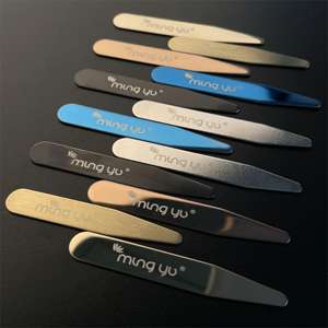 Grosir Aksesori garmen baja antikarat kerah logam tetap kerah tulang kerah tetap kaku dapat digravir Logo - Product Image 3