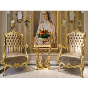 Lot de chaises de salon en bois de teck, design classique, fait à la main, ensemble élégant en bois de teck, doré, pour la maison, 4 pièces - Product Image 1