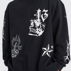 Conjunto de chándal unisex con estampado de soplo y logotipo de gran tamaño, chándal de lana XL Plus de gran calidad para hombre - Product Image 5