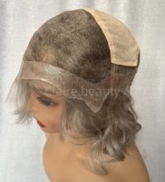 Perruques médicales en PU et dentelle ondulée de qualité supérieure, cheveux humains européens à moitié attachés à la main, mèches de qualité supérieure