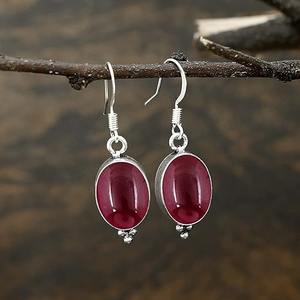 Carnelian <b>Garnet</b> Gemstone <b>Earrings</b> 925 Solid Sterling Silver Oval Shape <b>Earrings</b> for Women Dangle <b>Earrings</b> Silver Jewellery - Product Image 2