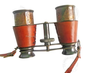 Binocular náutico hecho a mano de latón y cuero de 6 ", antiguo, coleccionable, náutico, Pirata marino, funcional marítimo - Product Image 1