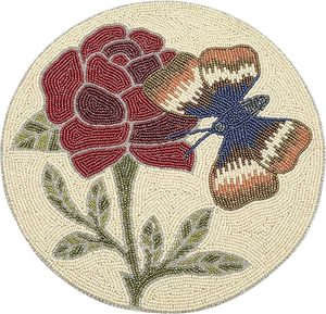 Handmade Flower-Shaped Glass <b>Beaded</b> <b>Placemat</b> New Year Christmas Dining Table Decorative Mat for Wedding Parties - Product Image 6