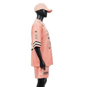 Ensemble short de football pour femmes, haute qualité, maille polyester GSM, toucher doux, couleur pêche, logo personnalisé par transfert thermique, ensembles pour femmes 100% coton - Product Image 3