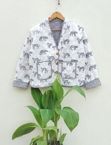 Manteau en coton indien vintage fait à la main pour femmes, veste de style kimono imprimée en bloc, vêtements d'extérieur décontractés lavés à la main pour femmes - Product Image 6